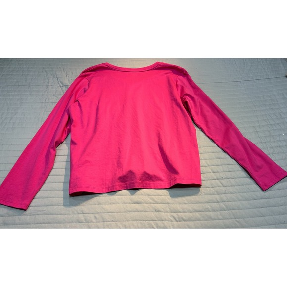 NEW Lands End Womens Long Sleeve V Neck T Shirt Pink Petite M MP NWT 100% cotton - Picture 11 of 11